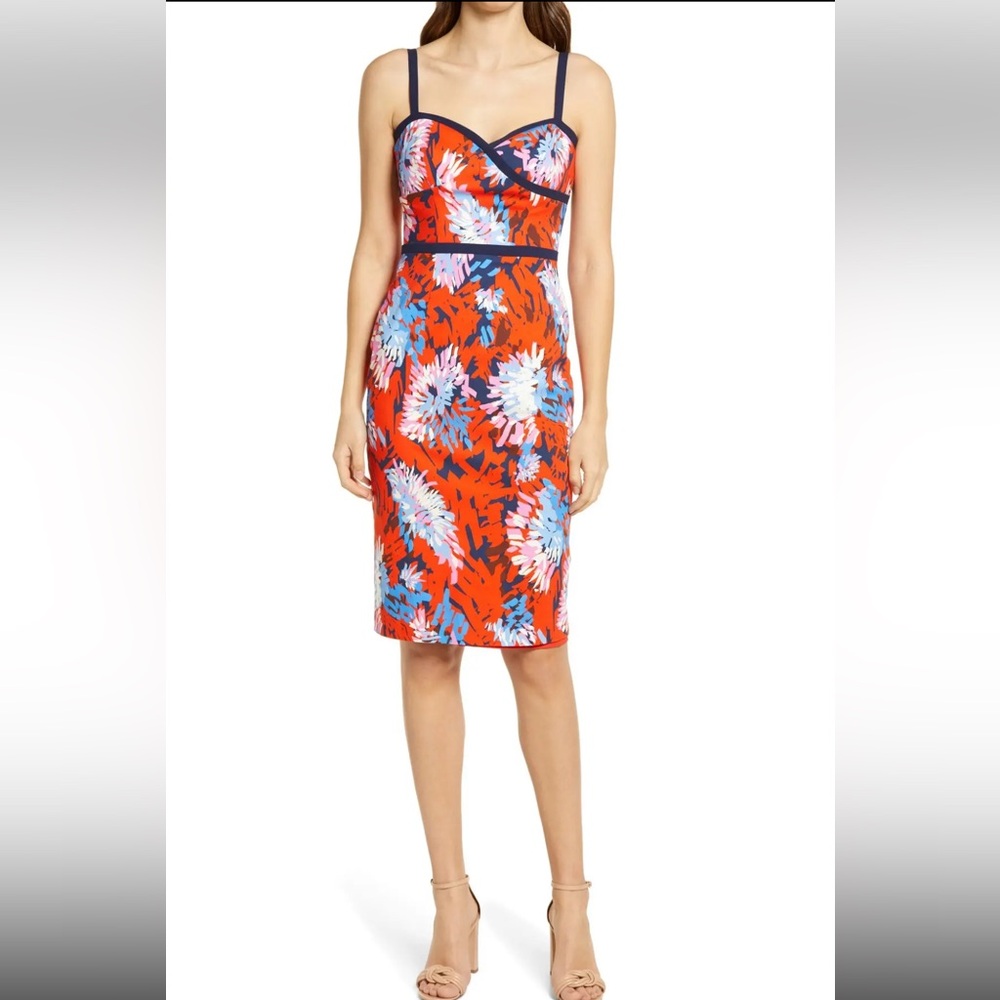 Floral Red and Blue Women's Dress